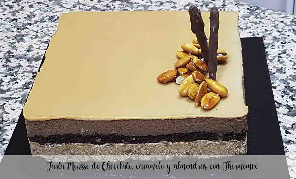 Gâteau mousse chocolat, caramel et amandes au Thermomix