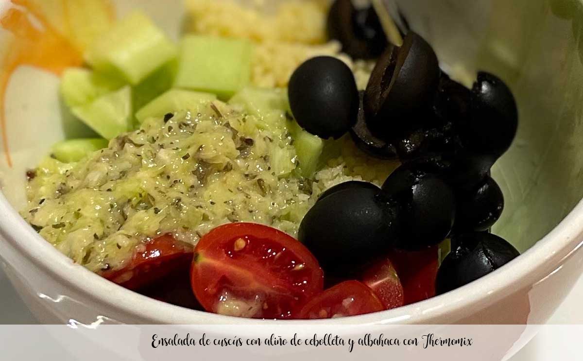 Salade de couscous à la ciboulette et vinaigrette au basilic avec Thermomix
