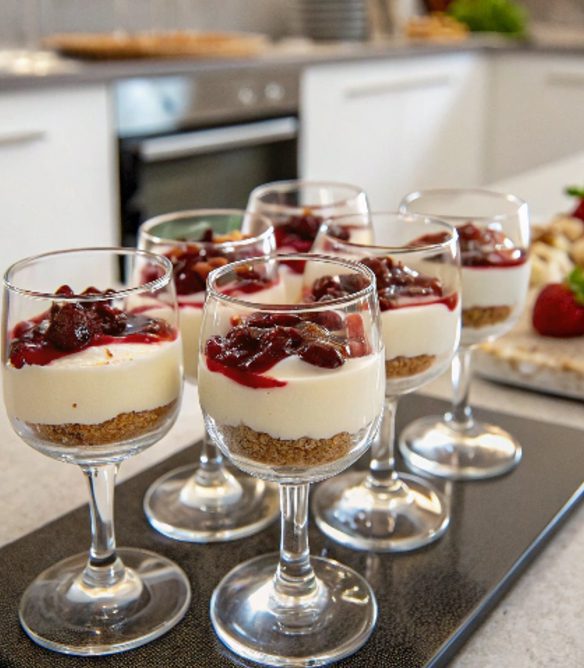 Cheesecake aux cerises au Thermomix dans des verres